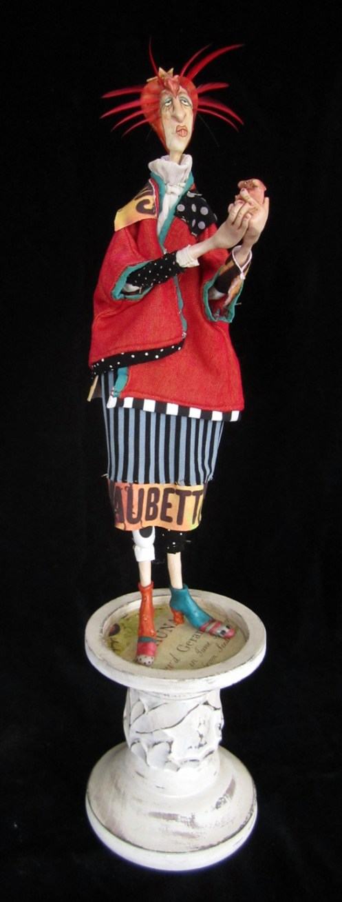 Betti and Geranium (her little piglet she holds) ... one of my favorites of the year, funny, bright and absolutely nonsensical ... 21" tall ... 975.00