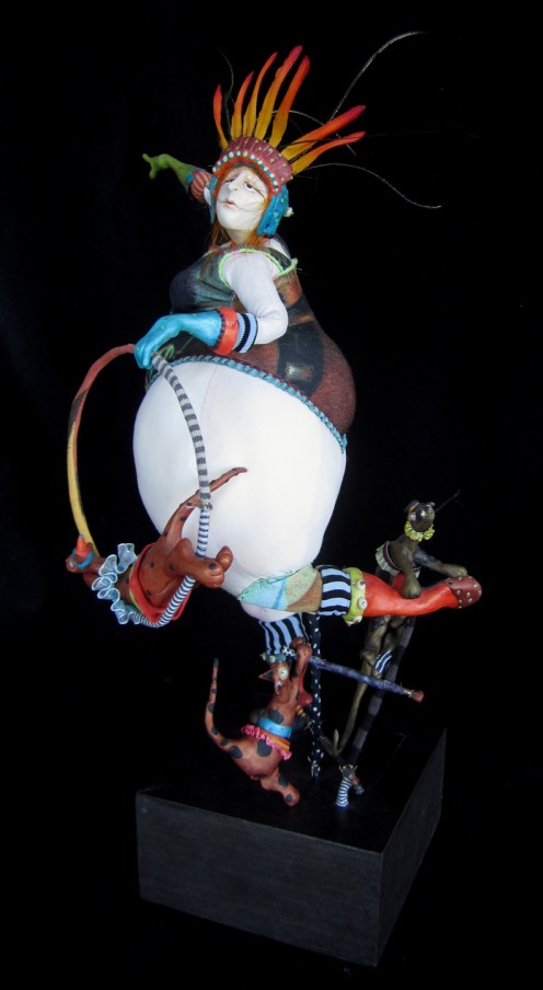 La Petite Menagerie ... my famous fat lady and her circus cats ... she has traveled far and touched many ... often nicknamed wherever she goes, she brings humor and roundness to everyone ... approx 19"tall ... 1850.00