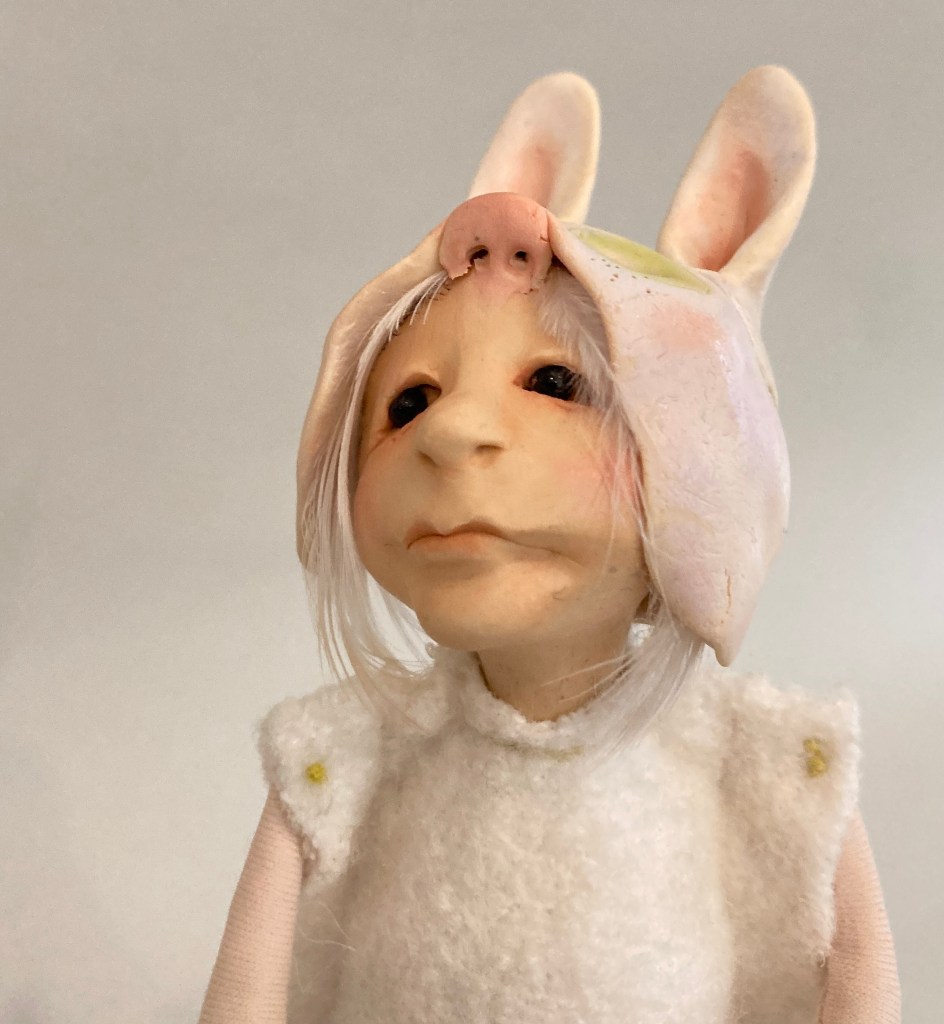 Mind full of bunny . . . mixed media figurative sculpture