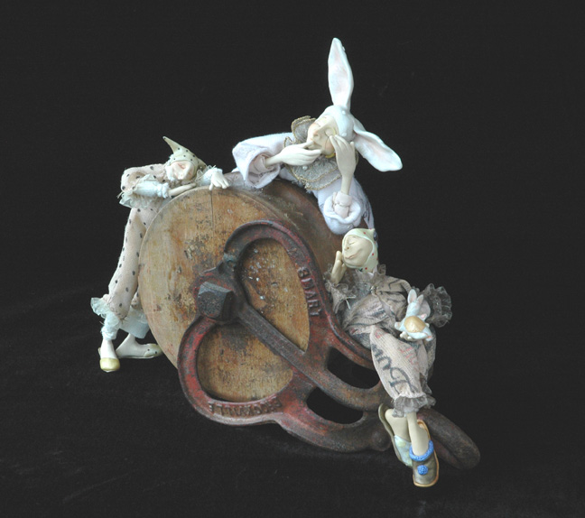 Asleep at the WHeel ... mixed media figurative sculpture