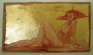 Drift ... conte crayon and gold leaf on paper