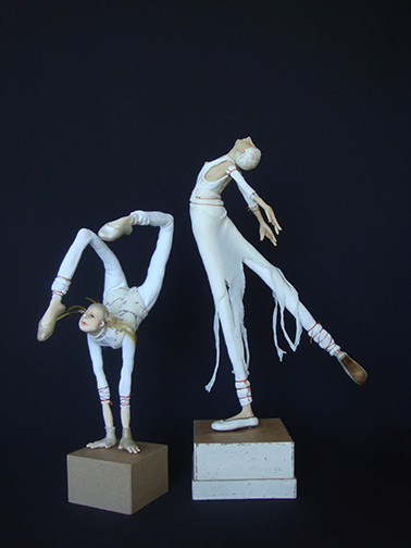 The Acrobats ... mixed media figurative sculptures