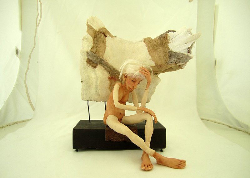 Questioning ... mixed media figurative sculpture